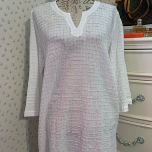 Eileen Fisher Organic Cotton Split Neck Tunic Top